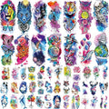 86 Sheets Temporary Tattoo, 14 Sheets Large Half Arm Fake Flower Cat Owl Lion Tattoos, 72 Sheets Tiny Waterproof Semi Permanent Temporary Tattoos Realistic for Women Girls Kids Adults