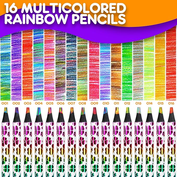 nsxsu Stocking Stuffers Art Supplies, 16 Rainbow Colored Pencils for Adults Kids, Teen Girl Gifts Trendy Stuff, Multicolored Cool Fun Pencil for Drawing Painting Sketch, School Supplies Party Favor