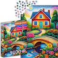 Happy House and Flower Garden Landscape – 1000 Pieces Jigsaw Puzzle for Adults – Matte Finish, Soft Touch, Easy to Assemble, Tight Fit, Vivid Colors, Missing Pieces Service