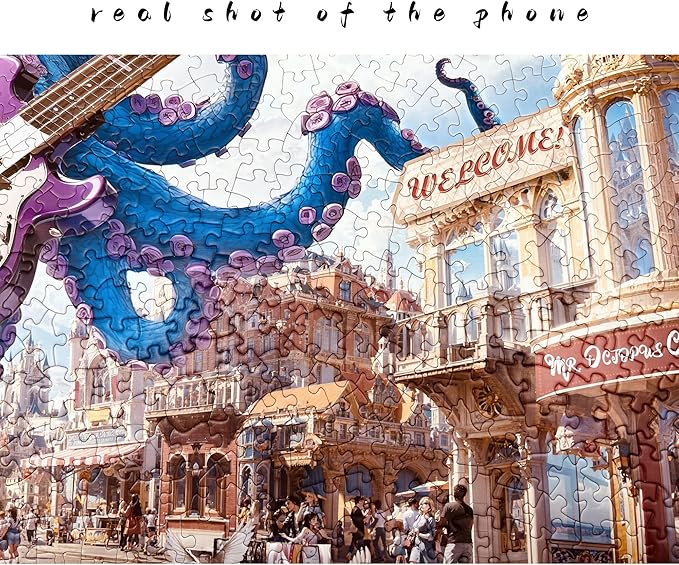 Anime Octopus Jigsaw Puzzles for Adults 1000 Pieces, Difficult Unique Shaped Puzzle for Game Night, Family, Friends, Puzzle Size 26.6x19.2