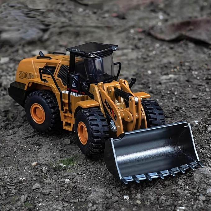 Gemini&Genius Wheeled Loader Heavy Duty Construction Site Vehicle Toys 1:60 Scale Diecast Bulldozer Engineering Shovel Dump Truck Collectible Alloy Model Toys for Kids and Decoration for House