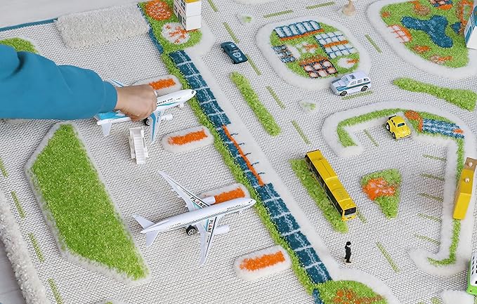 IVI Mini City Thick 3D Kids Play Mat Rug, 71" L x 53" W, Non-Toxic, Stain Resistant, Educational Montessori Activity Toys for Kids