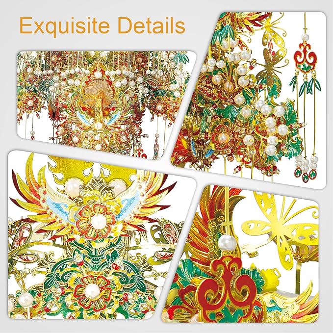 Piececool 3D Metal Asian Puzzles Model Kits- Garuda Coronet Metal Building Kit for Adults, Brain Teaser Puzzle DIY Handcraft Model Kits, Fidget 3D Puzzles Gifts for Teens Man Woman Family- 522 Pcs