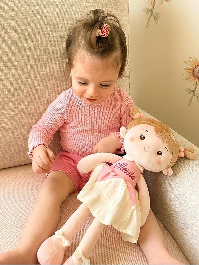 LeyaDoll Personalized Soft Baby Doll Toys (16''), My First Baby Rag Doll for 1 Year-Old Girl Birthday Gift, Christmas Plush Toys Gift for Toddler Kids Infants-Daydream-Daydream-Princess-Lolly