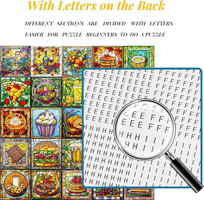 Bgraamiens-Glassy Delicacy-Stained Glass Food Collage Puzzle 1000 Pieces Extremely Beautiful Jigsaw for Adults - Difficult Funny Puzzle for Adults