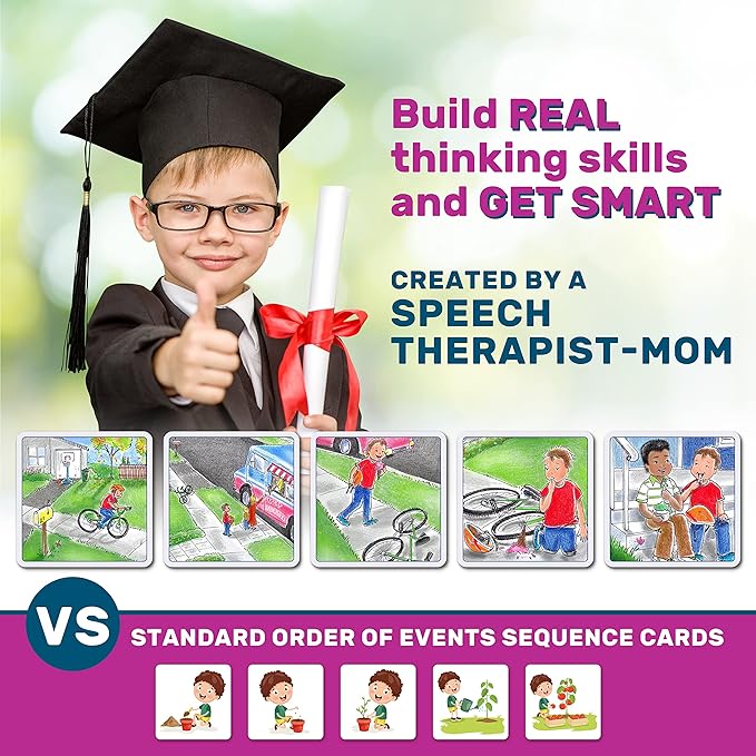 Story Cues Skilled Sequencing Cards, Speech Therapy Materials, Social Skills Game, English Language Learners Games, Storytelling Cards, Sentence Building and Picture Cards
