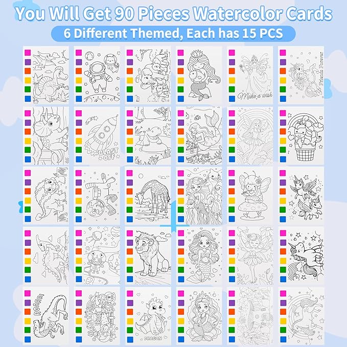 Rotu Water Coloring Books for Kids Party Favors for Kids 4-8 3-5, Birthday Gifts Classroom Prizes Goodie Bags Stuffers Bulk Art Craft Supplies, 18 Pack(126Pcs)