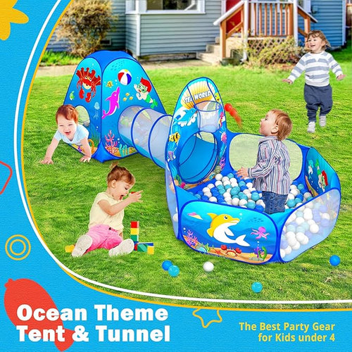 3-in-1 Kids Ball Pit with Play Tent & Tunnel - Indoor/Outdoor Pop Up Playhouse for Toddlers & Kids, Ages 3-5
