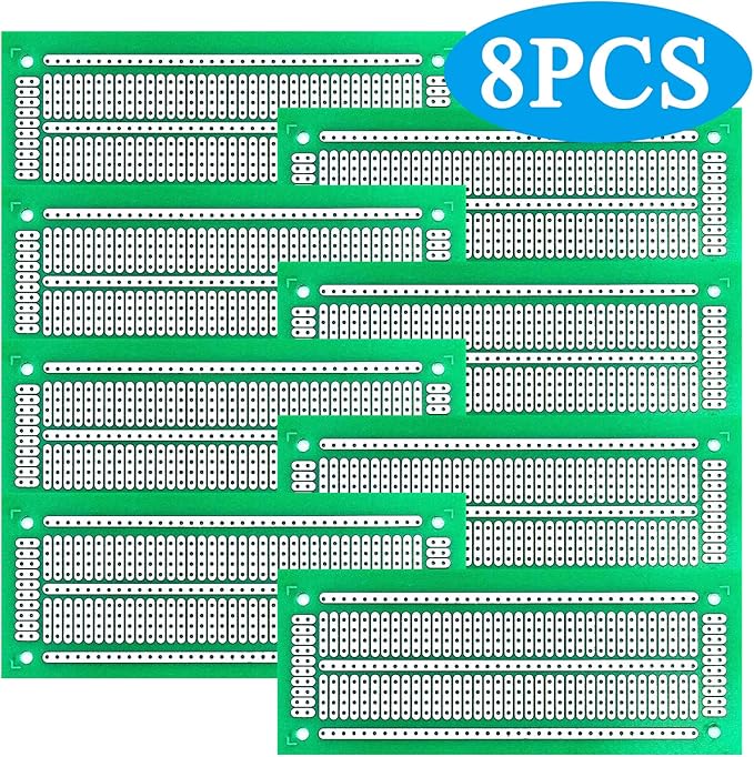 YUNGUI Printed Circuit Board,47X116MM PCB Strip Breadboard for Electronic Project and DIY Soldering(Pack of 8),Green