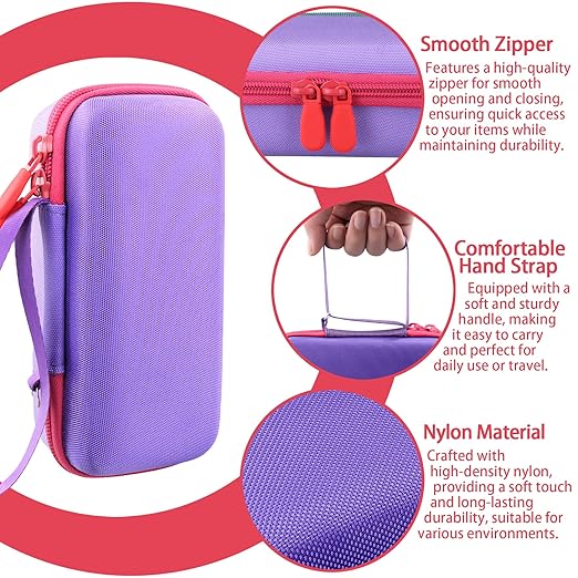 co2CREA Hard Case for 3Doodler Start+ Essentials (2024) 3D Pen Set - Storage Organizer with Custom Slots for Art Activity Set, Printing Filament Refill and USB Charger, Purple Case + Rose Red Zipper