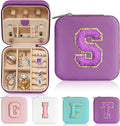Parima Bridesmaid Gifts for Wedding Day, Bridesmaid Gifts for Women | Bridesmaid Proposal Gifts Unique Gifts | Wedding Travel Essentials Small Jewelry Box | Travel Jewelry Case - Letter S, Purple