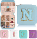 Parima Back to School Jewelry Case, School Supplies for Teen Girls Jewelry Box | High School Travel Accessories for Girls | School Travel Essentials Small Jewelry Box - Letter N, Sky Blue