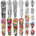 Temporary Tattoo Full Arm 8 Sheets and Half Arm Shoulder Waterproof Fake Tattoos 10 Sheets, Extra Large LastingTattoo Stickers for Girls or Women
