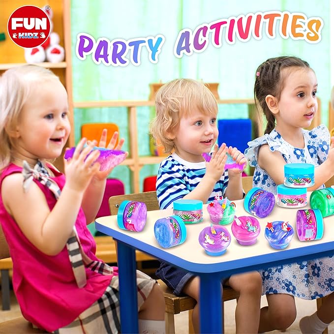 35.16 FL OZ Unicorn Slime for Girls 6-8, FunKidz 1040 ML Rainbow Glitter Premade Slime Toy 8 Packs Birthday Party Gifts for Kids