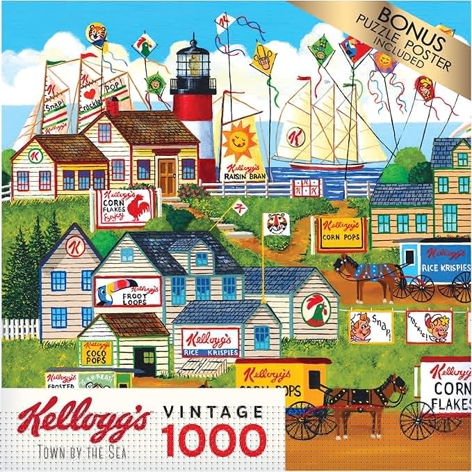 RoseArt - Kellogg's - Town by The Sea - 1000 Piece Jigsaw Puzzles for Adults