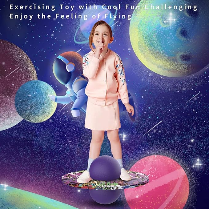 Pogo Ball for Kids & Adults Up to 200lb, Balance Coordination Trick Bounce Board Pop Ball Cool Fun Challenge Indoor Outdoor Toys Pogo Jumper Birthday Gifts for Boys Girls Halloween