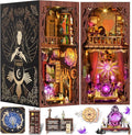 DIY Book Nook Kit, 3D Wooden Puzzle Booknook, Bookshelf Miniature House Kit Dollhouse, Tarot Divination Test, with LED Light, Dust Cover, Gift for Adults Teens (Mysterious Tarot)