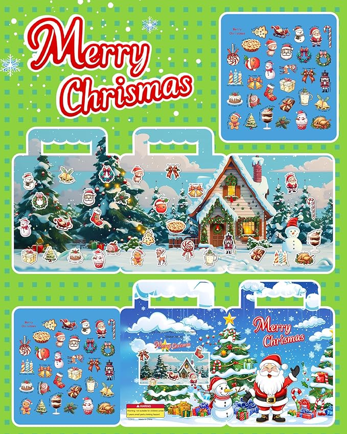 Reusable Sticker Book for Toddlers 2-4 Years, Stickers for Kids, Toddler Craft Activities, Toddler Travel Toys Ages 2+ Boy Girl Birthday Gifts - Christmas