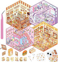 DIY 3D House Stickers, 4 Sets Fun DIY Stickers Scene Make Your Own Mini House Cute Cartoon Animal Scene Sticker for Kids Adult Sticker Art Relief Stress Pass The Time