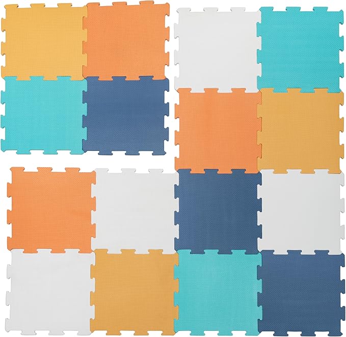 Enovoe Baby Play Mat for Floor - Non-Toxic, Interlocking EVA Foam Mats -16 Pcs - Cushioned Foam Puzzle Floor Mat for Kids & Infants - Ideal for Playrooms, Nurseries, and Home Gyms (12" x 12")