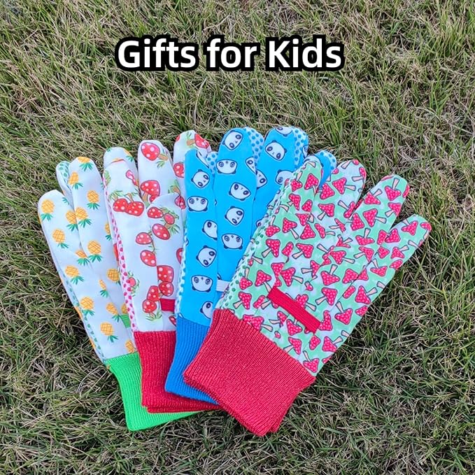 Kids Gardening and Garden Gloves for Toddler,Children's Yard Work Glove,Gift,Cute Pattern,Age3-8