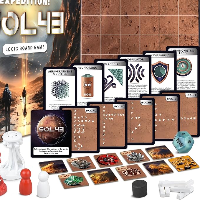 Logic Board Games for Kids and Adults – Mars Expedition SOL43 Standard Set – Montessori STEM Educational Toys Gift - Logic Game with Solo Mode for 1-2 Players for Ages 8 and up