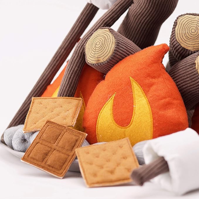 Pretend Campfire - Sensory Play Pretend Camping Set for Kids with Plush Fire, Logs and Stones - 17 Pieces - Safe, Soft, Fake Fire Pit - Felt Toy Campfire Playset for Kids