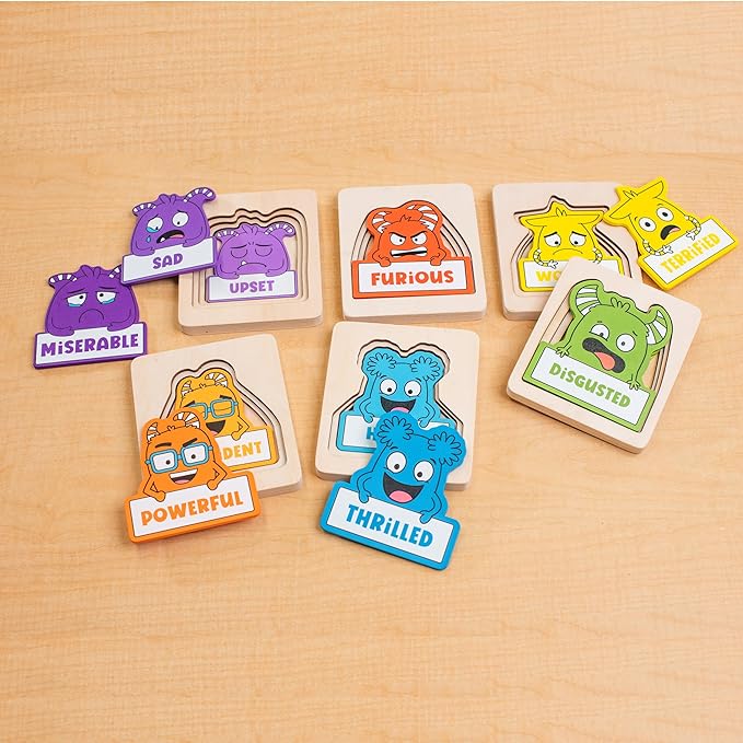 Open The Joy Layered of Emotions Puzzles – 24-Piece Emotional Regulation Puzzle for Kids | SEL Learning Tool for Identifying & Expressing Emotions | Wooden Puzzle for Ages 4+