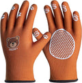 COOLJOB Medium Toddler Gardening Gloves for Little Boys Girls Ages 4-6, Breathable Kids Work Gloves with Grippy Animal Paw Dots for Children Yard Landscape, Brown Bear, 1 Pair