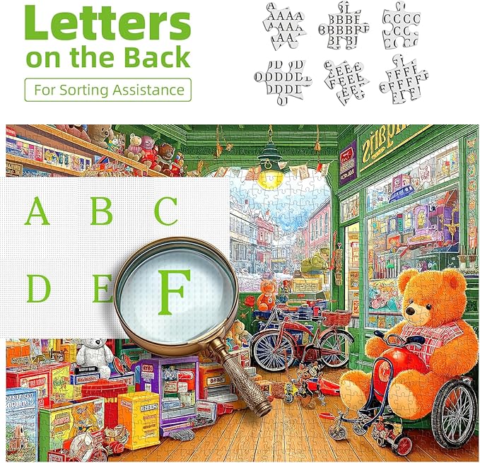 1000 Piece Puzzle for Adults Vintage Toy Store Jigsaw Puzzle Letters on Back Fun Cool Unique Adventure Scene Bears Shop Family Challenge Puzzles for Game Night (26.75" x 19.75")
