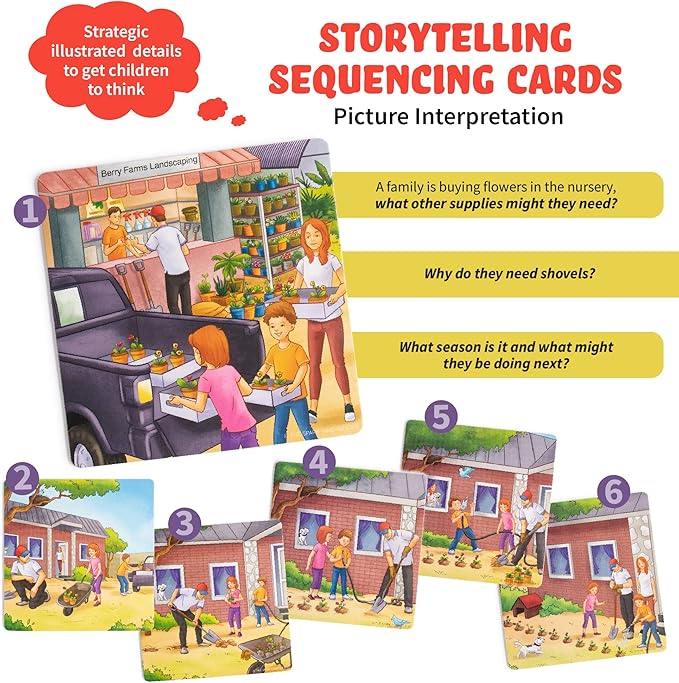 SPARK INNOVATIONS Sequencing and Storytelling Cards, Speech Therapy Game, Special Education Materials, Sentence Building, Problem Solving, English Language Learners (Sequence Cards 1 and 2 Combo)