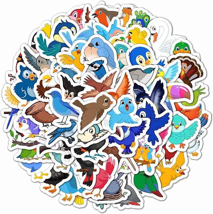 BulbaCraft 100Pcs Bird Stickers, Bird Party Favors, Parrot and Hummingbird Stickers, Gifts for Women & Men