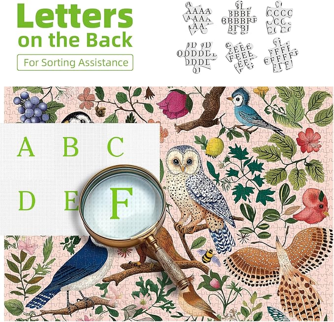 500 Pieces Puzzles for Adults Forest Birds Jigsaw Puzzles 500 Pieces Difficult Fun Owl and Floral Unique Beautiful Birds Flowers Family Puzzle Challenging Games Gift for Adults (21"x15")