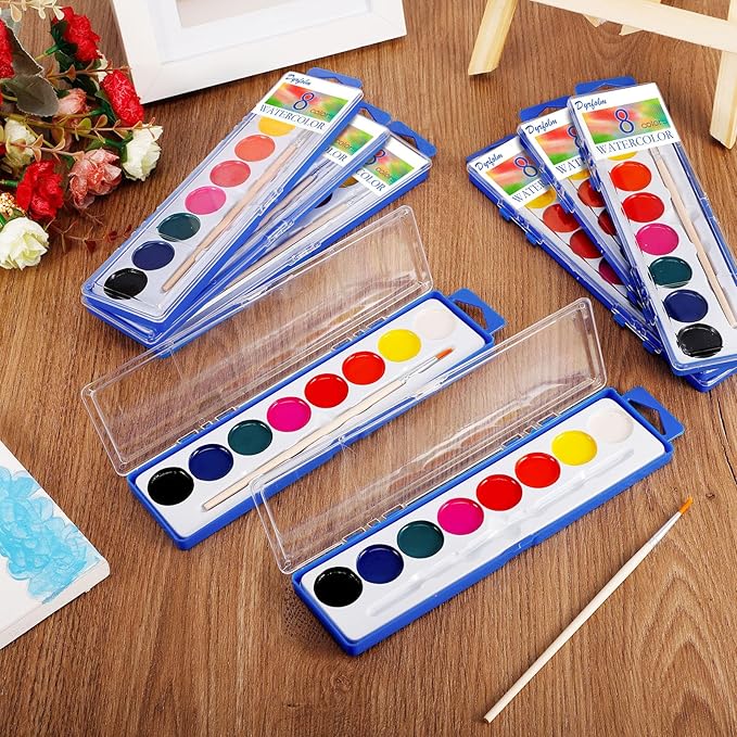 36 Pack Watercolor Paint Set for Kids,8 Color Washable Water Colors Paint Kids,Watercolor Paint with Brushes for Party Favors,Classrooms,Art Supplies