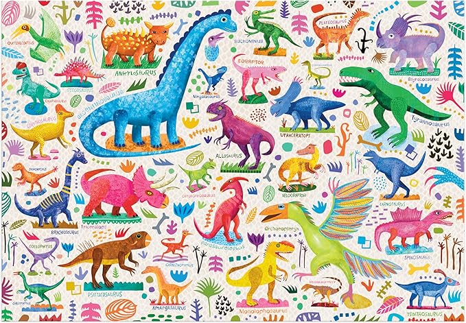 Mudpuppy Mighty Dinosaurs 100 Piece Puzzle – 100 Piece Jigsaw Puzzle with Colorful and Fun Illustrations of Jurassic Creatures for Children Ages 5 and Up
