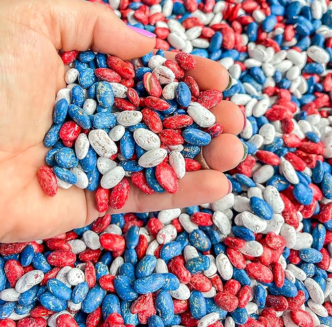 Patriotic Themed Sensory Beans - Colorful Sensory Bin Filler - 2 Cups