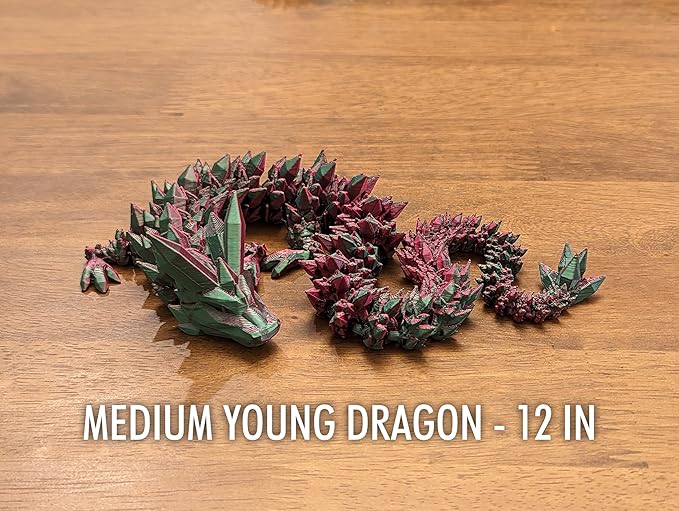 Baby 5.5" Articulated Crystal Dragon - Multi Color 3D Printed Plastic Dragon Figure - Rainbow Pearlescent Colors - Interlocked Body Segments and Legs (Baby 5.5", Dark Rainbow)