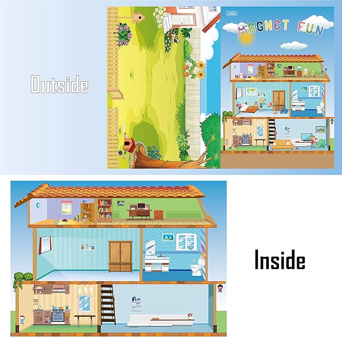 Magnetic Portable Playboard Doll House Family Magnets Learning Travel Toy (65 Pcs)