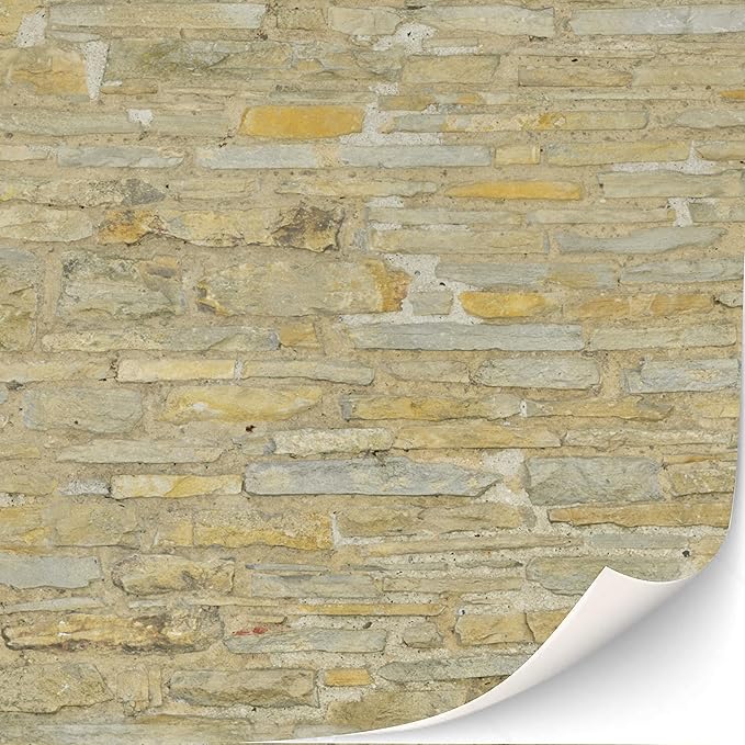3 Sheets Self-Adhesive Wall Cladding for Dollhouse 1:12 Scale (Mediterranean Stone Wall)