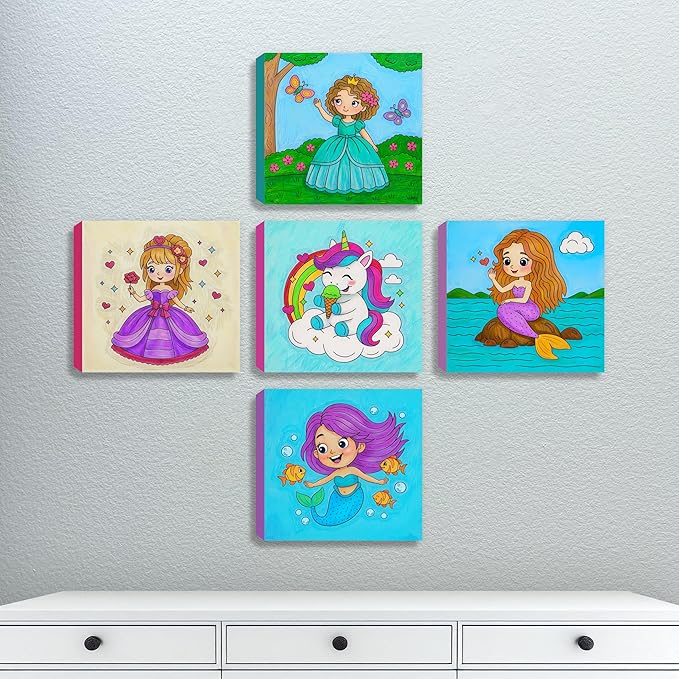 ArtPops Coloring Boxes – Pop-Up Pre-Printed Coloring Box Set – DIY Wall Art Kit for Kids – Eco-Friendly, Easy to Hang, No Frame Needed – 5-Pack, Magical Fantasies