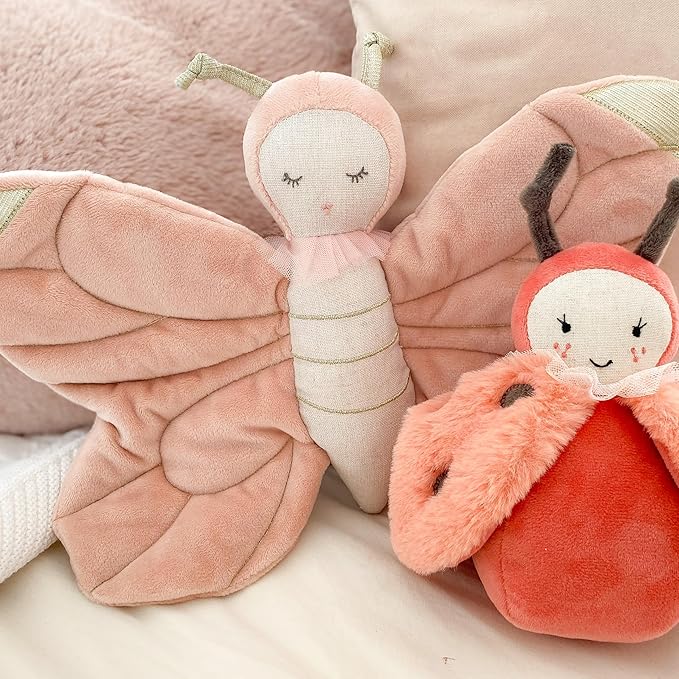 MON AMI Bettina The Butterfly Stuffed Animal – 16” Pink, Plush Bug Toy for Kids, Plush Animals for Birthday Nursery Décor