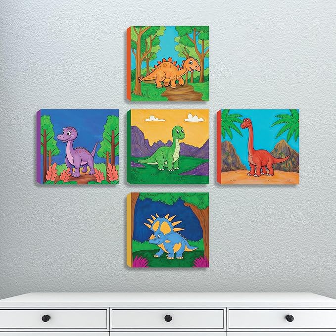 ArtPops Coloring Boxes – Pop-Up Pre-Printed Coloring Box Set – DIY Wall Art Kit for Kids – Eco-Friendly, Easy to Hang, No Frame Needed – 5-Pack, Tiny Dinos