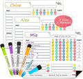 Magnetic Chore Charts for Multiple Kids & Adults - 3Pcs Chore Boards with 5 Fine Tip Dry Erase Markers - Behavior Charts - Responsibility & Reward Charts for Family Organization on Your Refrigerator