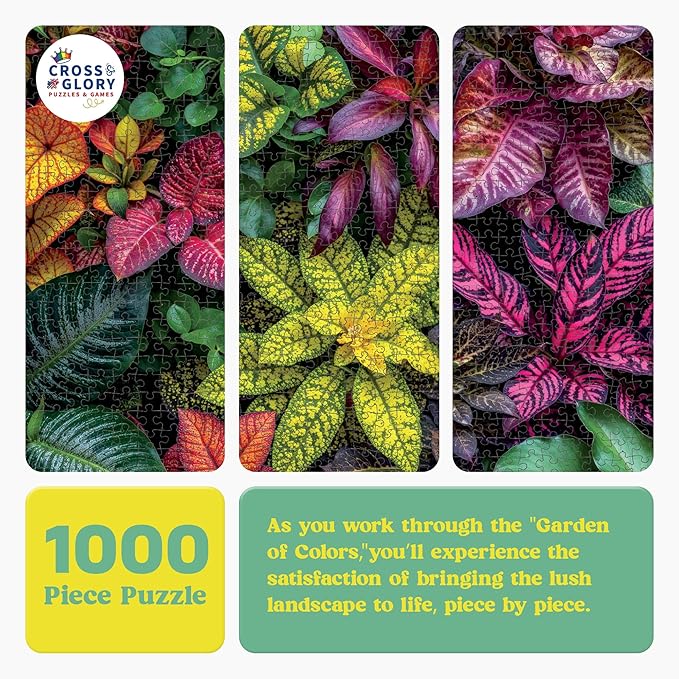 Cross & Glory - Garden of Colors - 1000 Piece Jigsaw Puzzle for Adults | Beautiful Garden Plant Puzzle | Vibrant and Challenging Puzzle for Adults