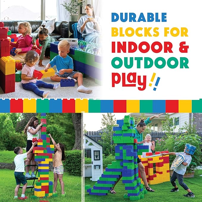 BiggoBlocks Large Building Blocks for Kids Ages 3-8 – 288 Piece Mega Set – Indoor & Outdoor STEM Toy for Boys & Girls
