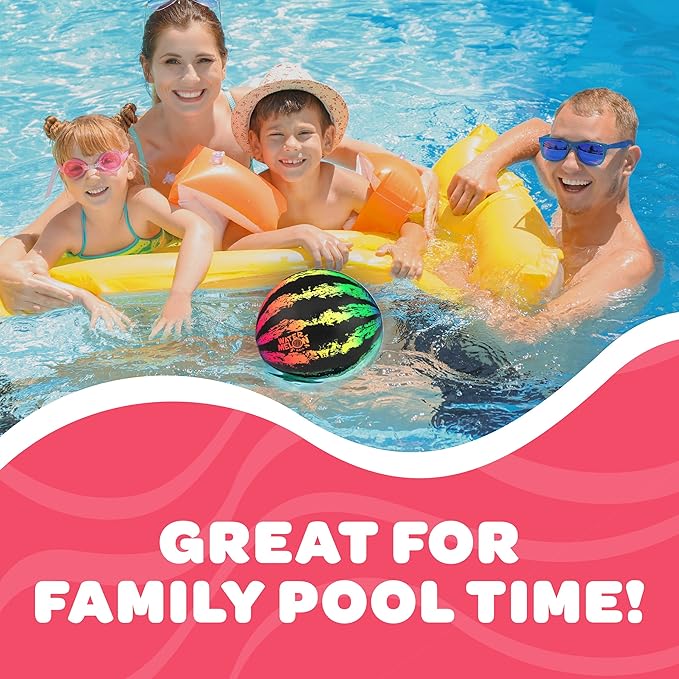 Watermelon Ball JR Durable Fillable Pool Toy for Underwater Games - Football, Basketball & Rugby - Perfect for Water Parties - Fun for Adults & Kids Alike - Ages 6+, 6.5" Multicolor
