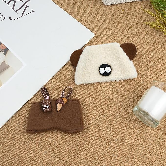 17cm Doll Clothes Set-Adorable Outfits for Dolls-Stylish Accessaries Clothes Dress-Up-Replaceable Clothing Collections, Includes Hat, Top, Skirt(Coffee-Style A)