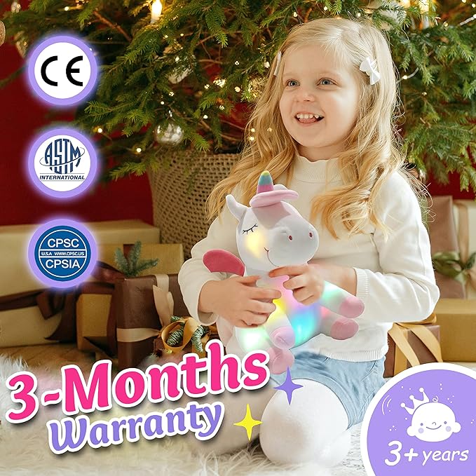Athoinsu 12'' Light up Unicorn Stuffed Animal Soft Plush Toy with Colorful LED Night Lights Glowing Birthday Children's Day Gifts for Girls Toddler Kids Women Toys