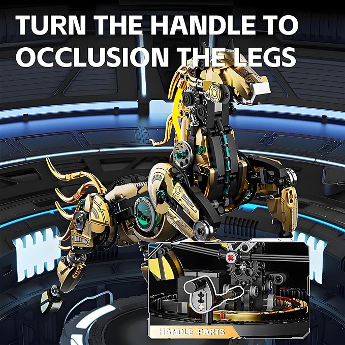 Mechanical Horse Building Block Set Build & Pose with Movable Legs – Engaging DIY Model with Motor Kit for Kids and Teens