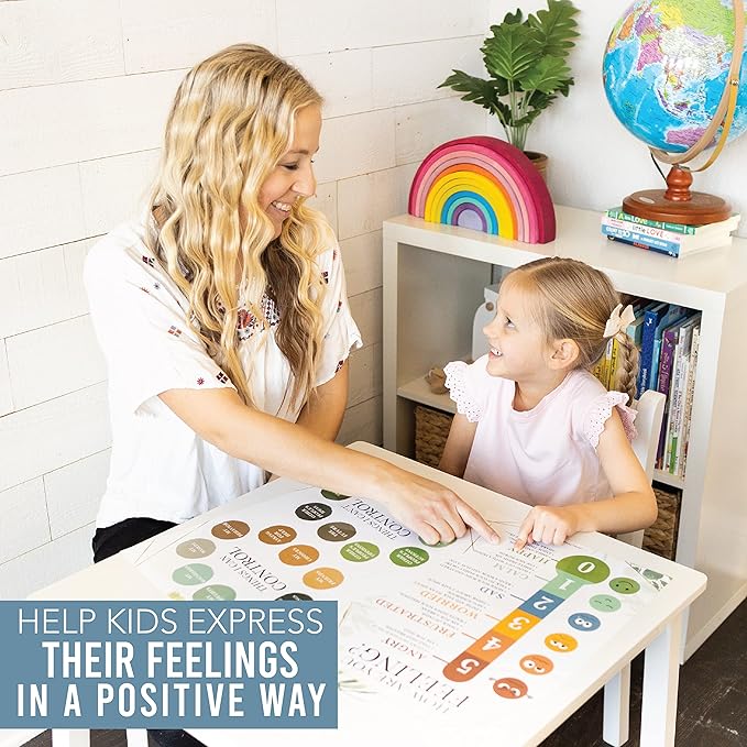 Hadley Designs Feelings Chart For Kids Ages 4-8 - Emotions Chart For Toddlers 3-5, Counseling Feelings Posters For Classroom Calming Corner, Social Emotional Learning Posters, Greenery Classroom Decor